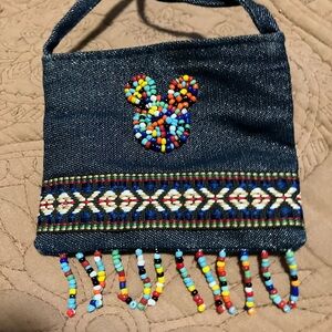 Vintage Denim Disney Store Small Beaded Crossbody Bag